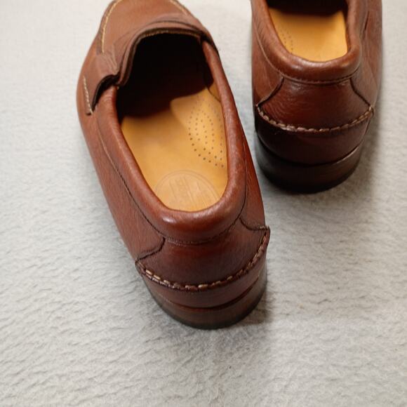 vtg Willis & Geiger Buffalo Leather Penny Loafers USA Mens 9.5 Brown Dress nwob